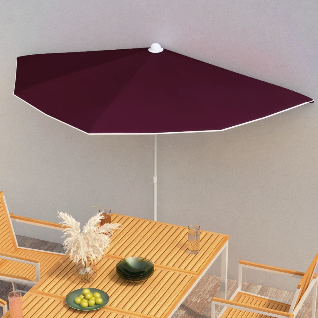 Ombrellone Semicircolare da Giardino con Palo 180x90 cm BordÃ²