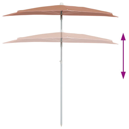 Ombrellone Semicircolare da Giardino e Palo 180x90cm Terracotta