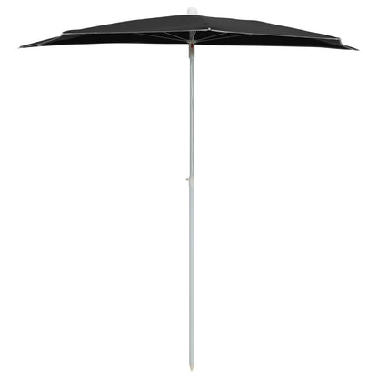 Ombrellone Semicircolare da Giardino con Palo 180x90 cm Nero