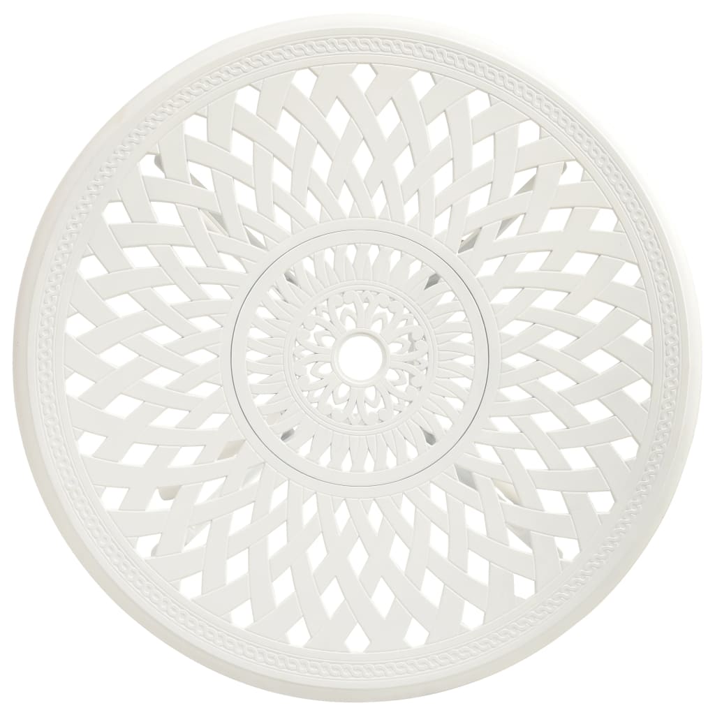 Tavolo da Giardino Bianco 78x78x72 cm in Alluminio Pressofuso