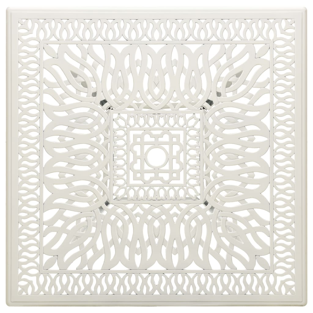 Tavolo da Giardino Bianco 90x90x73 cm in Alluminio Pressofuso