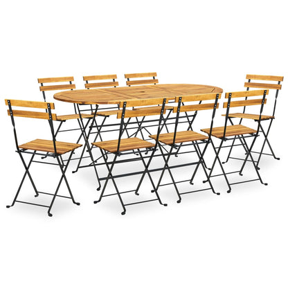 Set da Pranzo Pieghevole per Giardino 9pz in Massello di Acacia