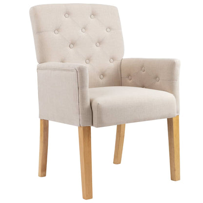 Sedie da Pranzo con Braccioli 2 pz Beige in Tessuto