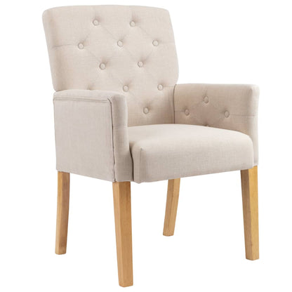 Sedie da Pranzo con Braccioli 4 pz Beige in Tessuto