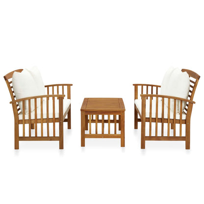 Set Divani da Giardino 3 pz con Cuscini in Massello di Acacia