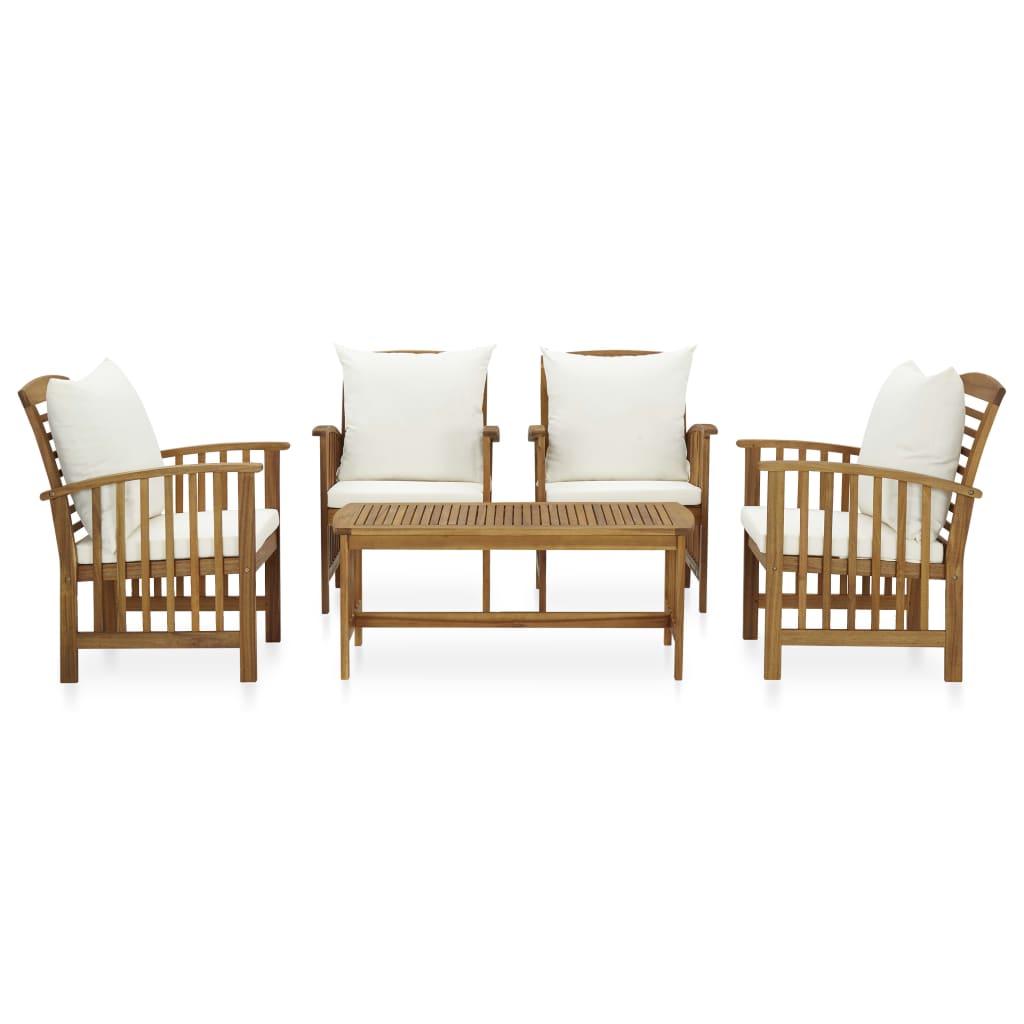 Set Divani da Giardino 5 pz con Cuscini in Massello di Acacia