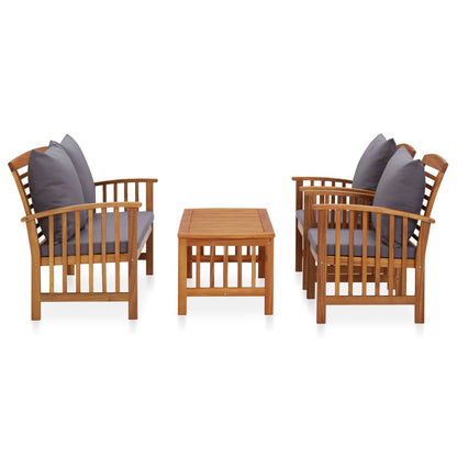 Set Divani da Giardino 4 pz con Cuscini in Massello di Acacia