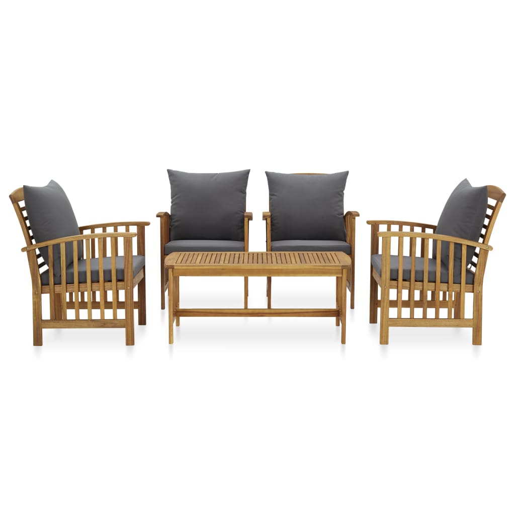 Set Divani da Giardino 5 pz con Cuscini in Massello di Acacia