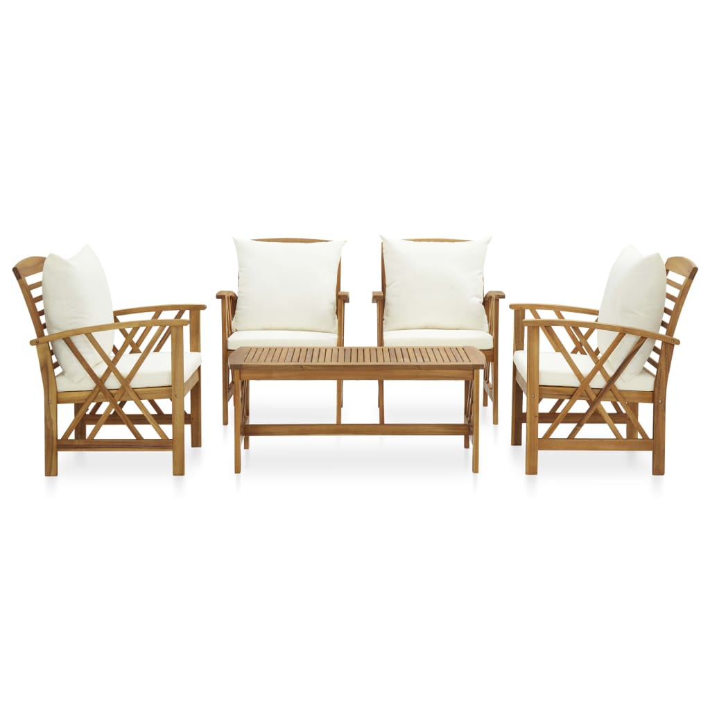 Set Divani da Giardino 5 pz con Cuscini in Massello di Acacia