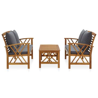 Set Divani da Giardino 3 pz con Cuscini in Massello di Acacia