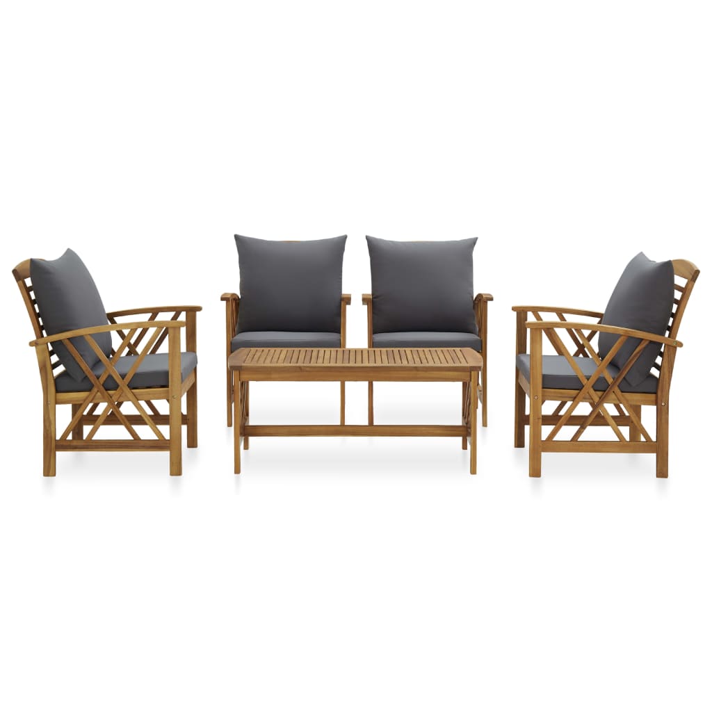 Set Divani da Giardino 5 pz con Cuscini in Massello di Acacia