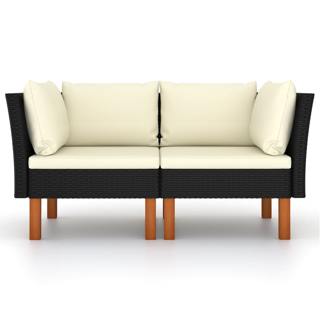 Poltrone Angolari 2 pz Polyrattan e Legno Massello di Eucalipto