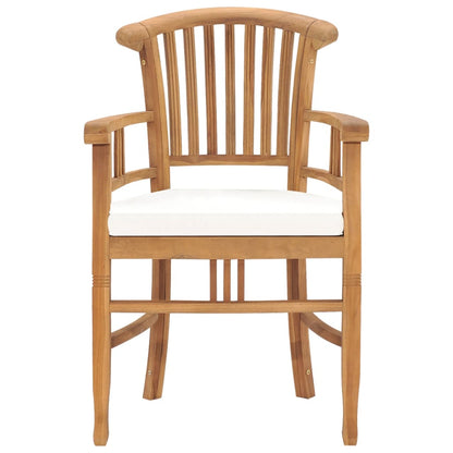 Sedie da Giardino 2 pz con Cuscini Bianco Crema Legno di Teak