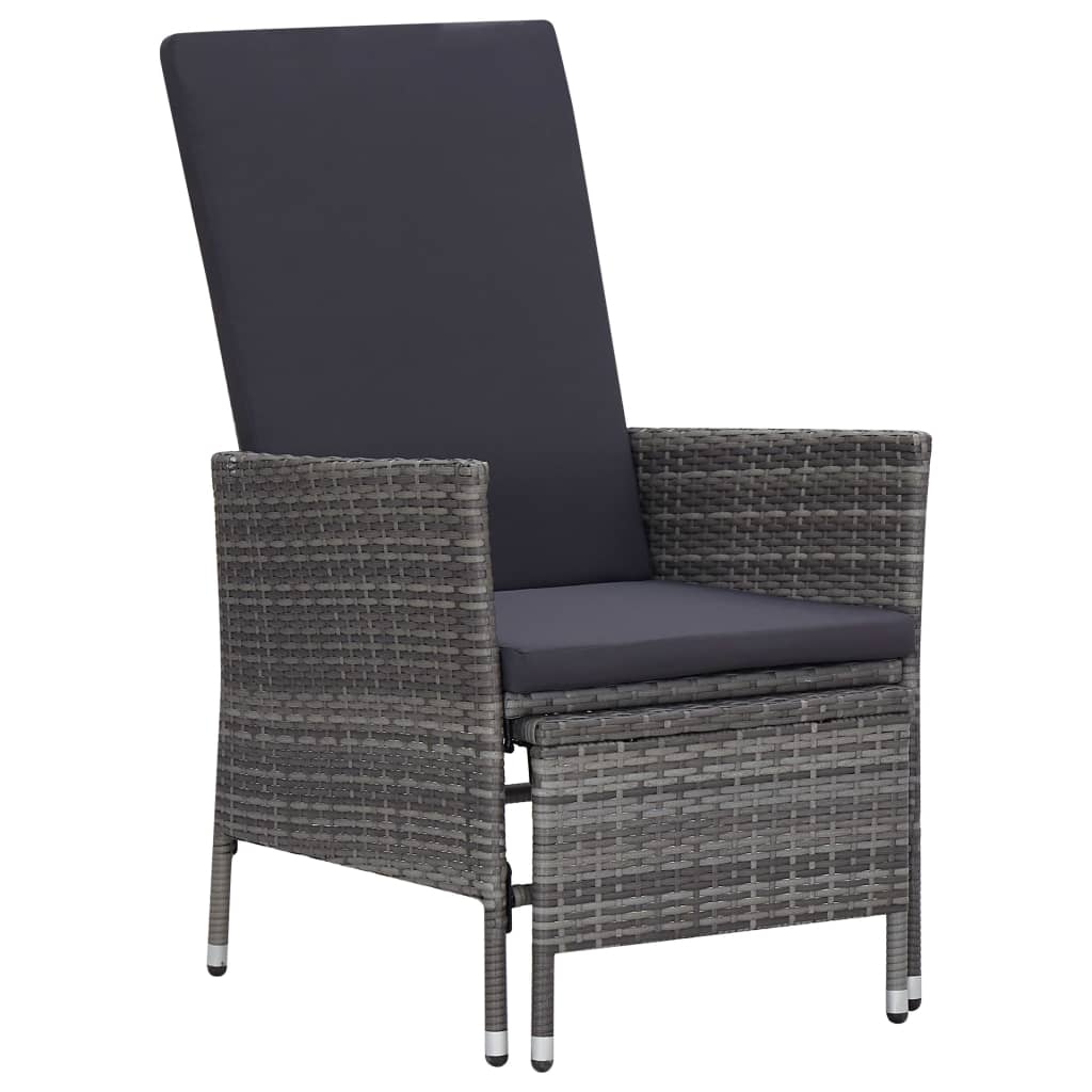 Set Divani da Giardino 3 pz con Cuscini in Polyrattan Grigio