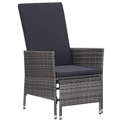 Set Divani da Giardino 3 pz con Cuscini in Polyrattan Grigio