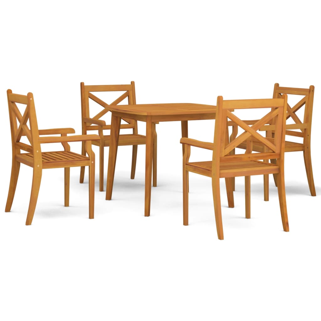 Set Mobili da Pranzo per Giardino 5 pz Legno Massello di Acacia