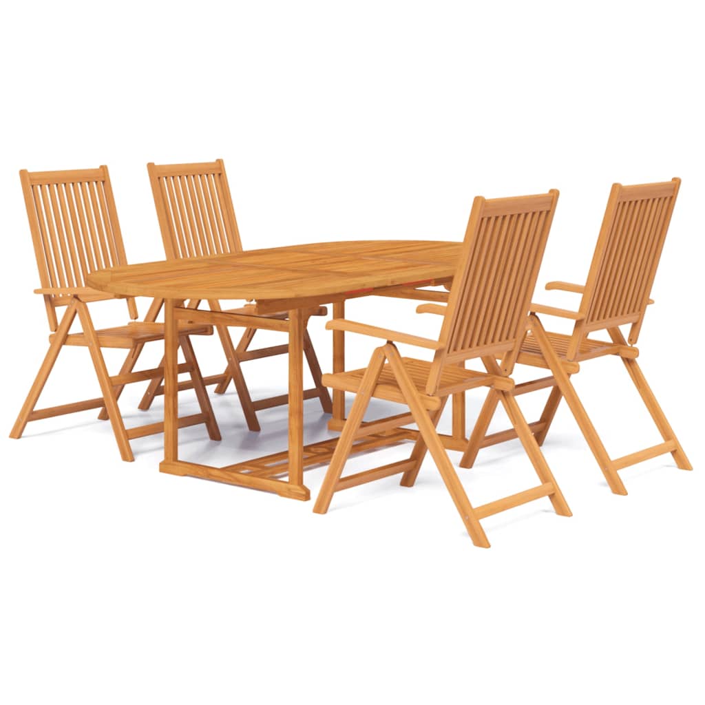 Set da Pranzo da Giardino 5 pz in Legno Massello di Acacia 150-200 cm