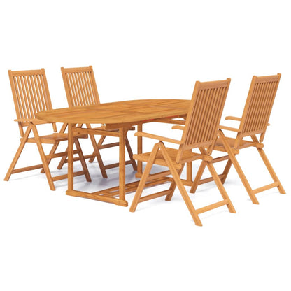 Set da Pranzo da Giardino 5 pz in Legno Massello di Acacia 150-200 cm