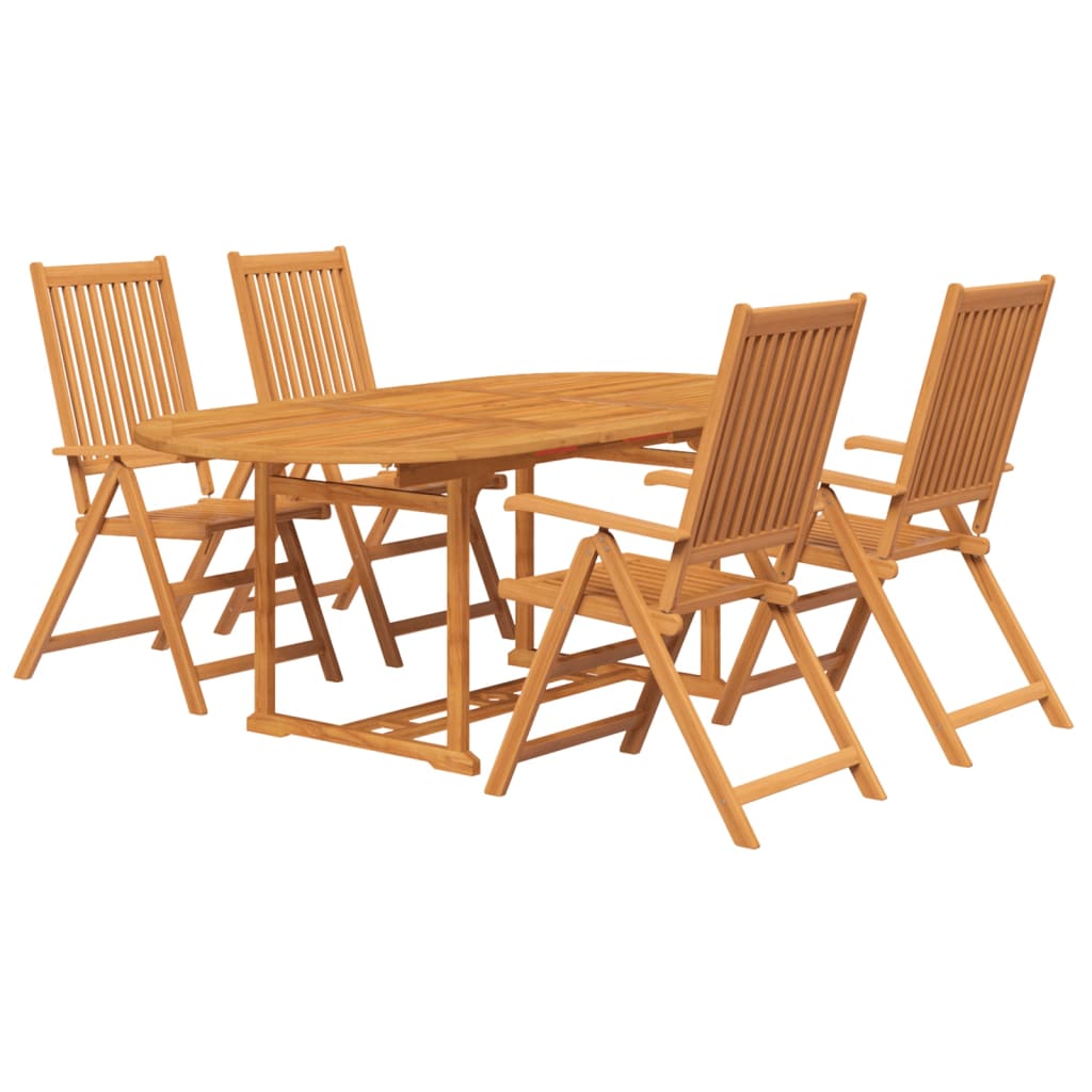Set da Pranzo da Giardino 5 pz in Legno Massello di Acacia 150-200 cm