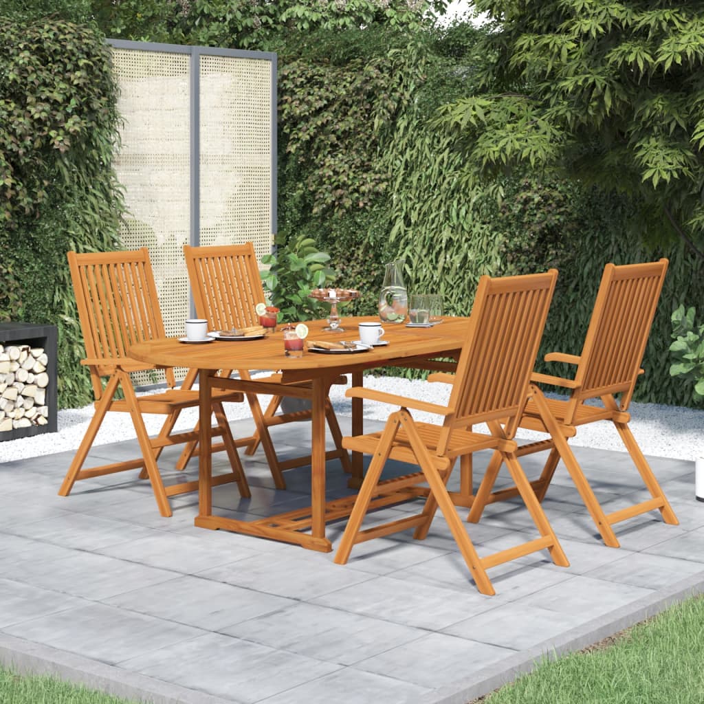Set da Pranzo da Giardino 5 pz in Legno Massello di Acacia 150-200 cm