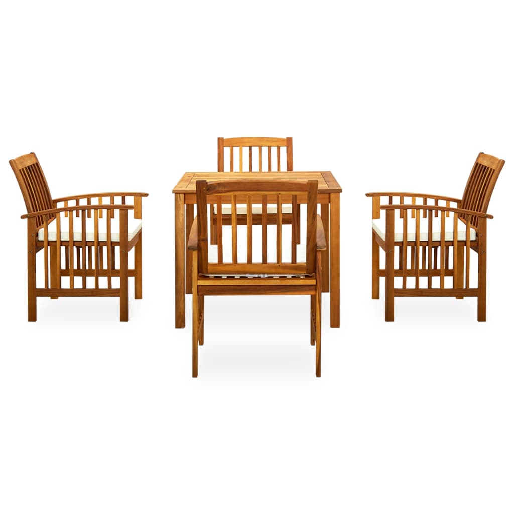 Set da Pranzo da Giardino 5 pz con Cuscini Massello di Acacia