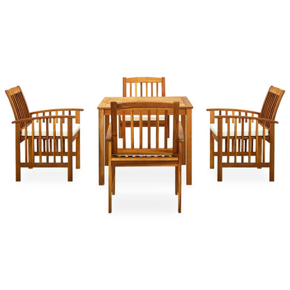 Set da Pranzo da Giardino 5 pz con Cuscini Massello di Acacia