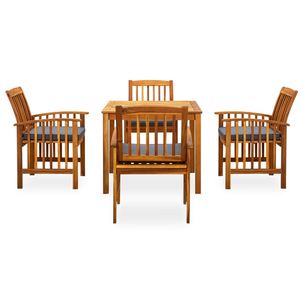 Set da Pranzo da Giardino 5 pz con Cuscini Massello di Acacia