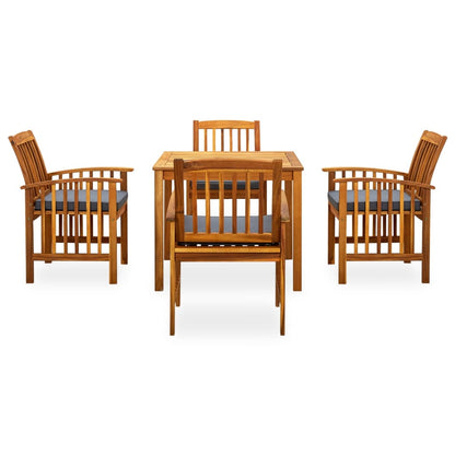 Set da Pranzo da Giardino 5 pz con Cuscini Massello di Acacia
