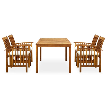 Set da Pranzo da Giardino 5 pz con Cuscini Massello di Acacia