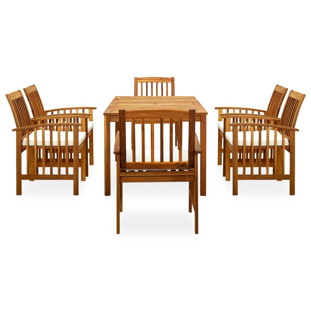 Set da Pranzo da Giardino 7 pz con Cuscini Massello di Acacia
