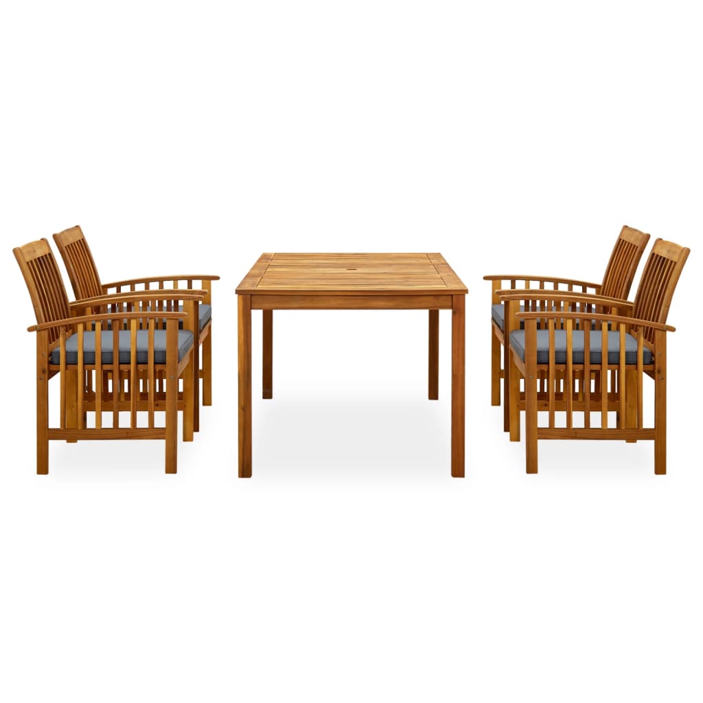 Set da Pranzo da Giardino 5 pz con Cuscini Massello di Acacia