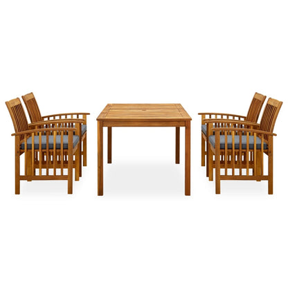 Set da Pranzo da Giardino 5 pz con Cuscini Massello di Acacia