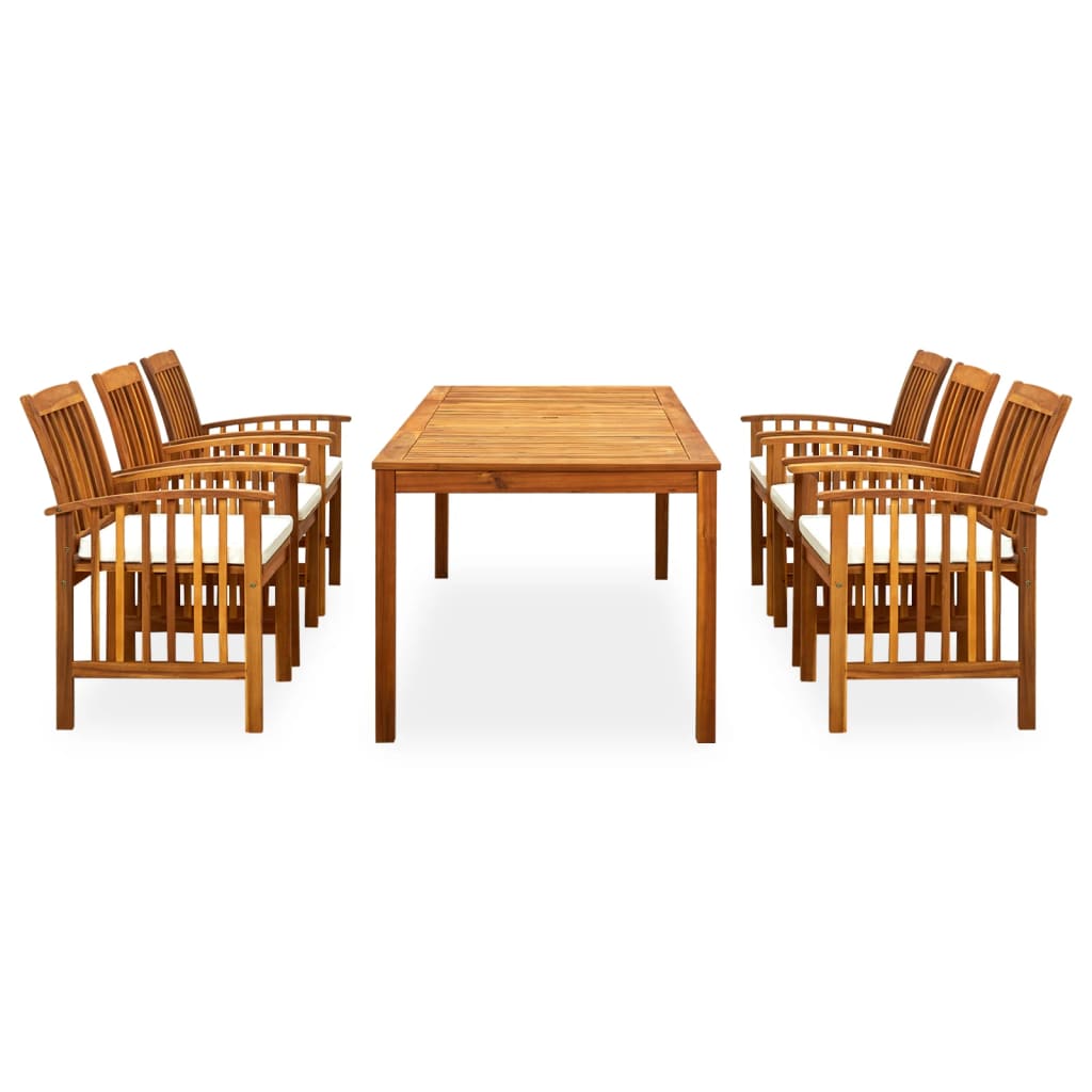 Set da Pranzo da Giardino 7 pz con Cuscini Massello di Acacia