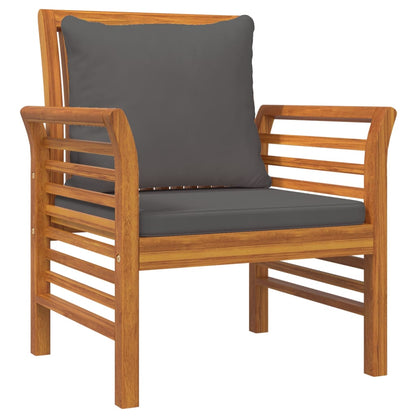 Set Salotto da Giardino 5 pz con Cuscini Legno Massello Acacia