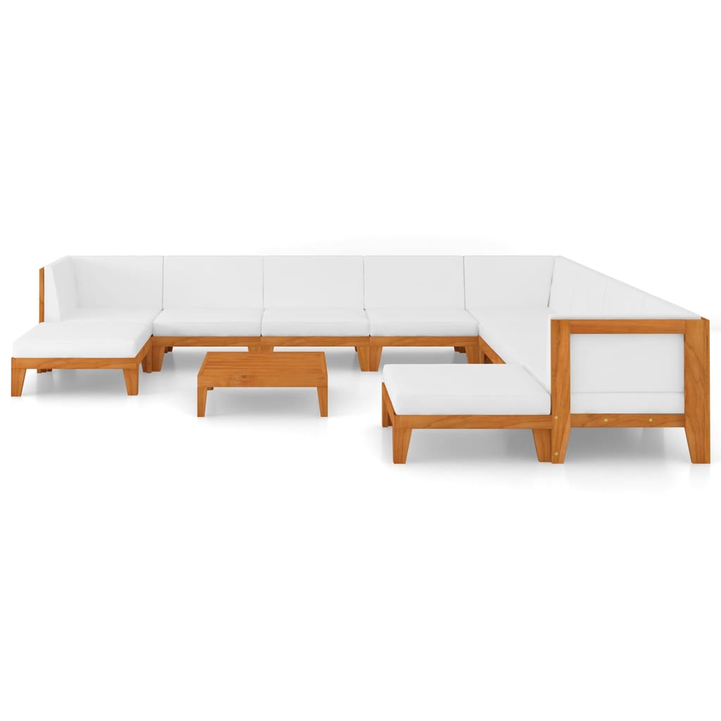 Set Divani da Giardino 11 pz con Cuscini in Massello di Acacia