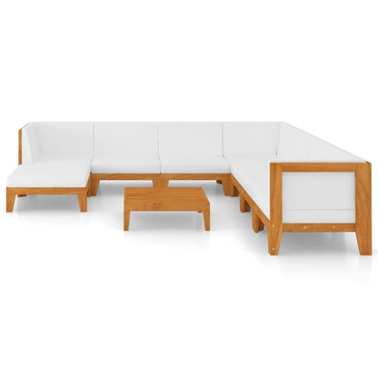 Set Divani da Giardino 9 pz con Cuscini in Massello di Acacia