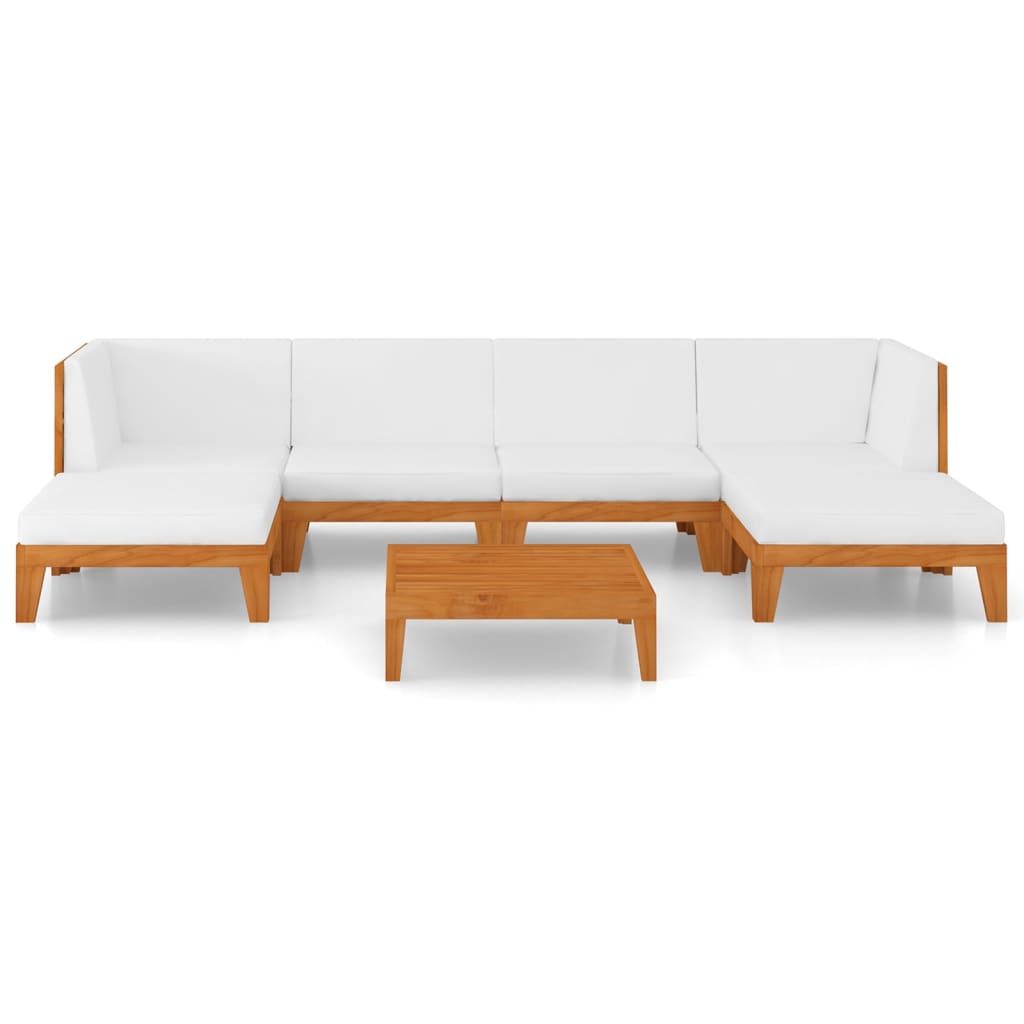Set Divani da Giardino 7 pz con Cuscini in Massello di Acacia