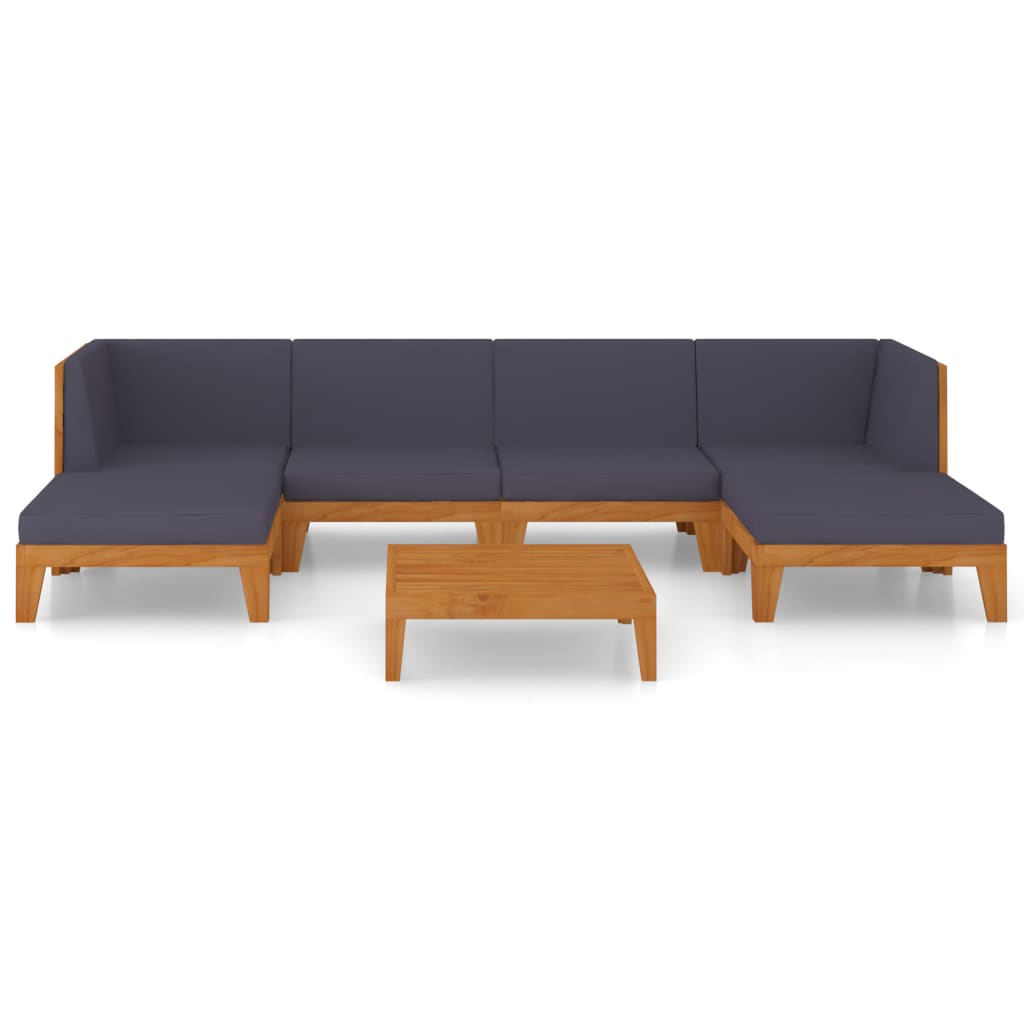 Set Divani da Giardino 7 pz con Cuscini in Massello di Acacia