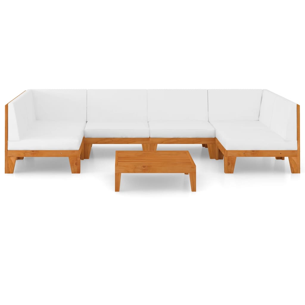Set Divani da Giardino 7 pz con Cuscini in Massello di Acacia