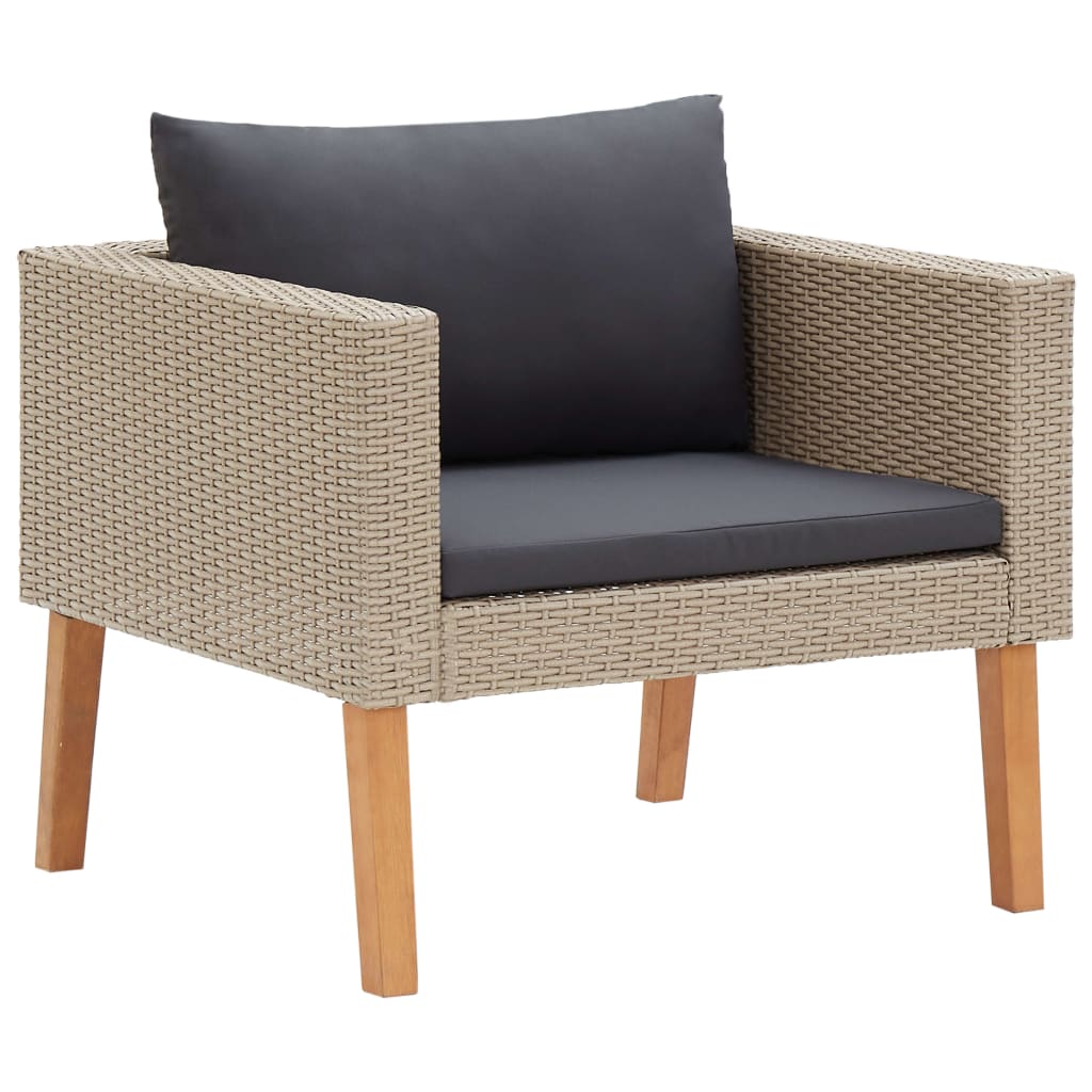 Set Divani da Giardino 5 pz con Cuscini in Polyrattan Beige