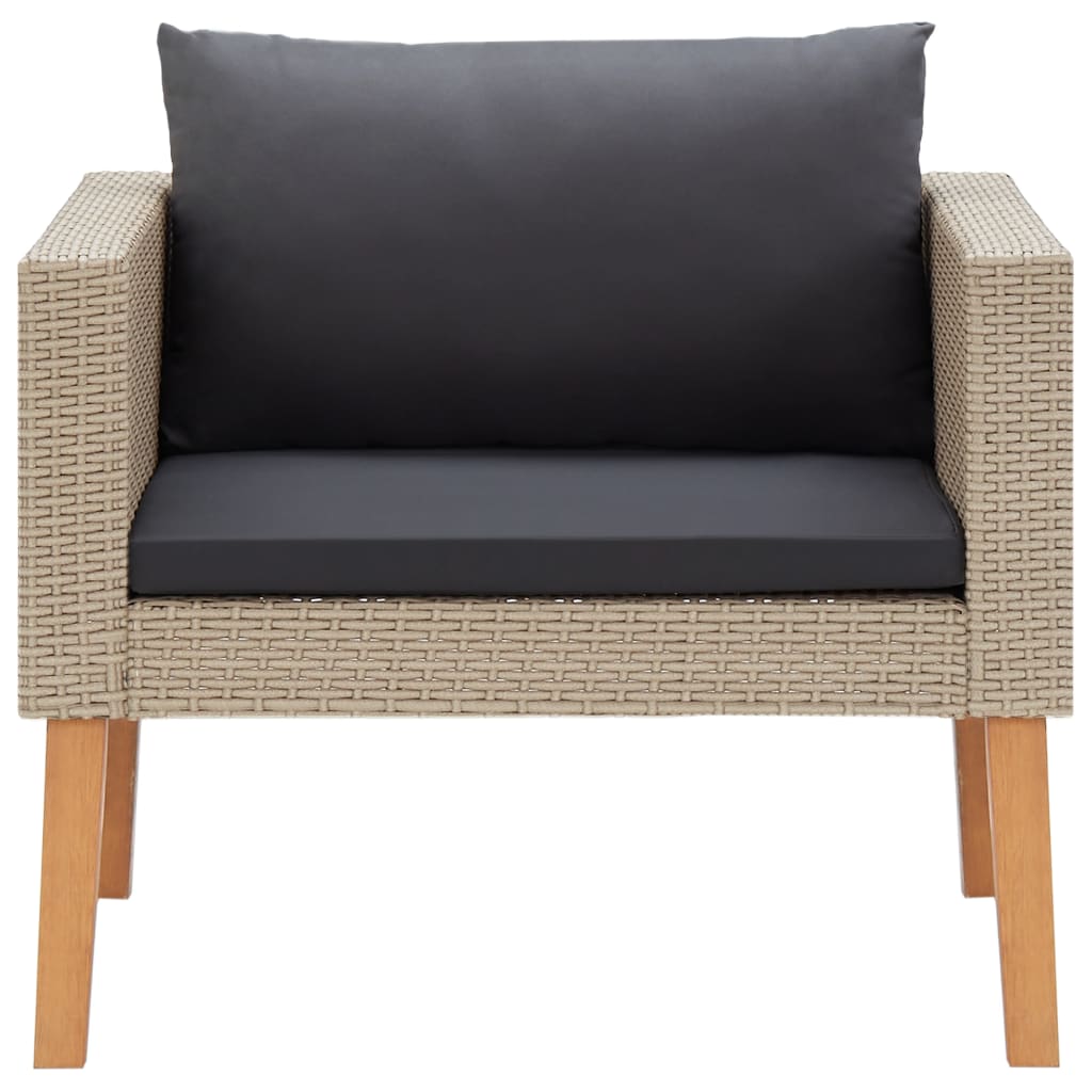 Set Divani da Giardino 5 pz con Cuscini in Polyrattan Beige