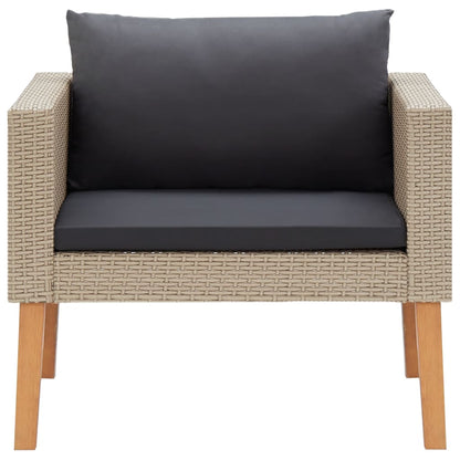 Set Divani da Giardino 5 pz con Cuscini in Polyrattan Beige