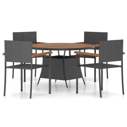 Set da Pranzo da Giardino in Polyrattan Nero
