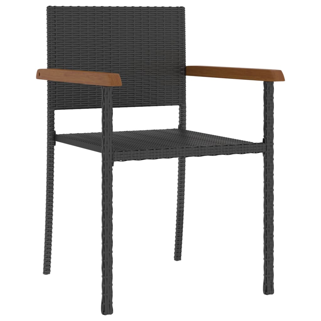 Set da Pranzo da Giardino in Polyrattan Nero