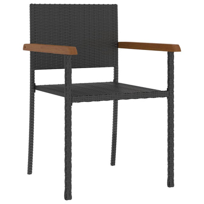 Set da Pranzo da Giardino in Polyrattan Nero