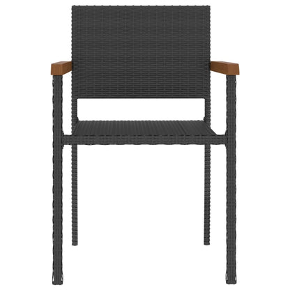 Set da Pranzo da Giardino in Polyrattan Nero
