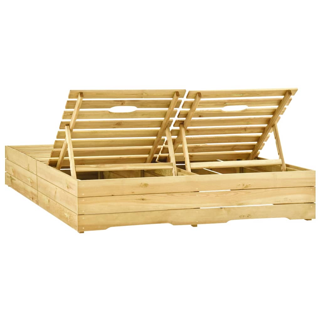 Lettino Prendisole Doppio in Legno di Pino Impregnato