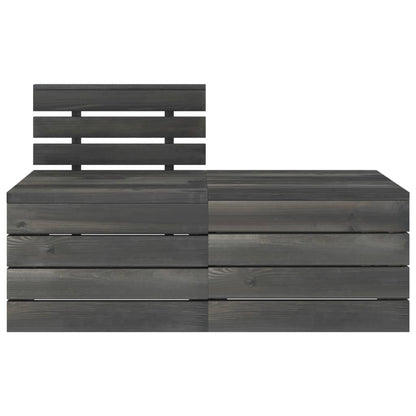 Set Divani da Giardino su Pallet 2pz Pino Massello Grigio Scuro