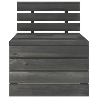 Set Divani da Giardino su Pallet 2pz Pino Massello Grigio Scuro