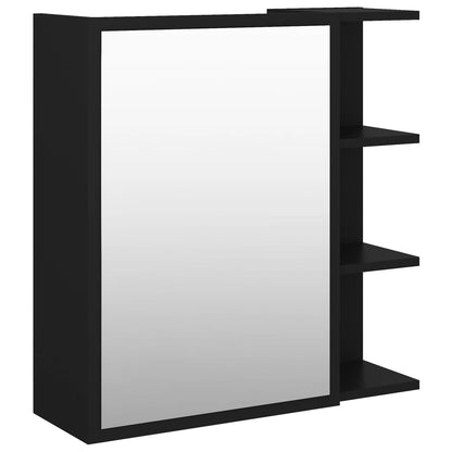 Mobile Bagno con Specchio Nero 62,5x20,5x64cm Legno Multistrato